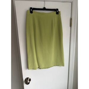 Diane von Furstenberg Silk Assets Lime Green Midi Skirt 100% Silk Womens Medium